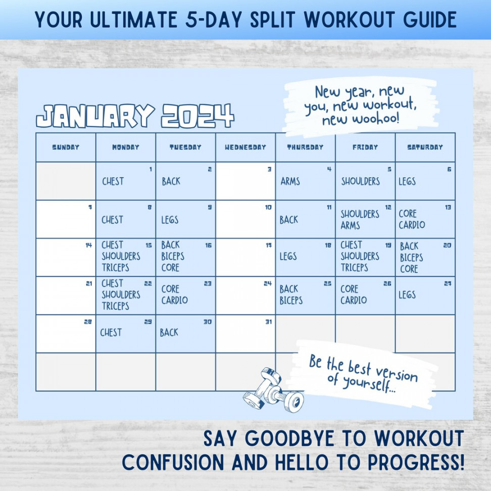 -day Split Workout Calendar -month Workout Planner Printable Gym  Schedule Inspirational Quotes Instant Download - Etsy