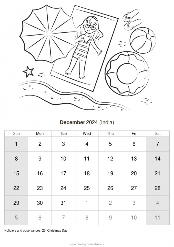 December  calendar - India