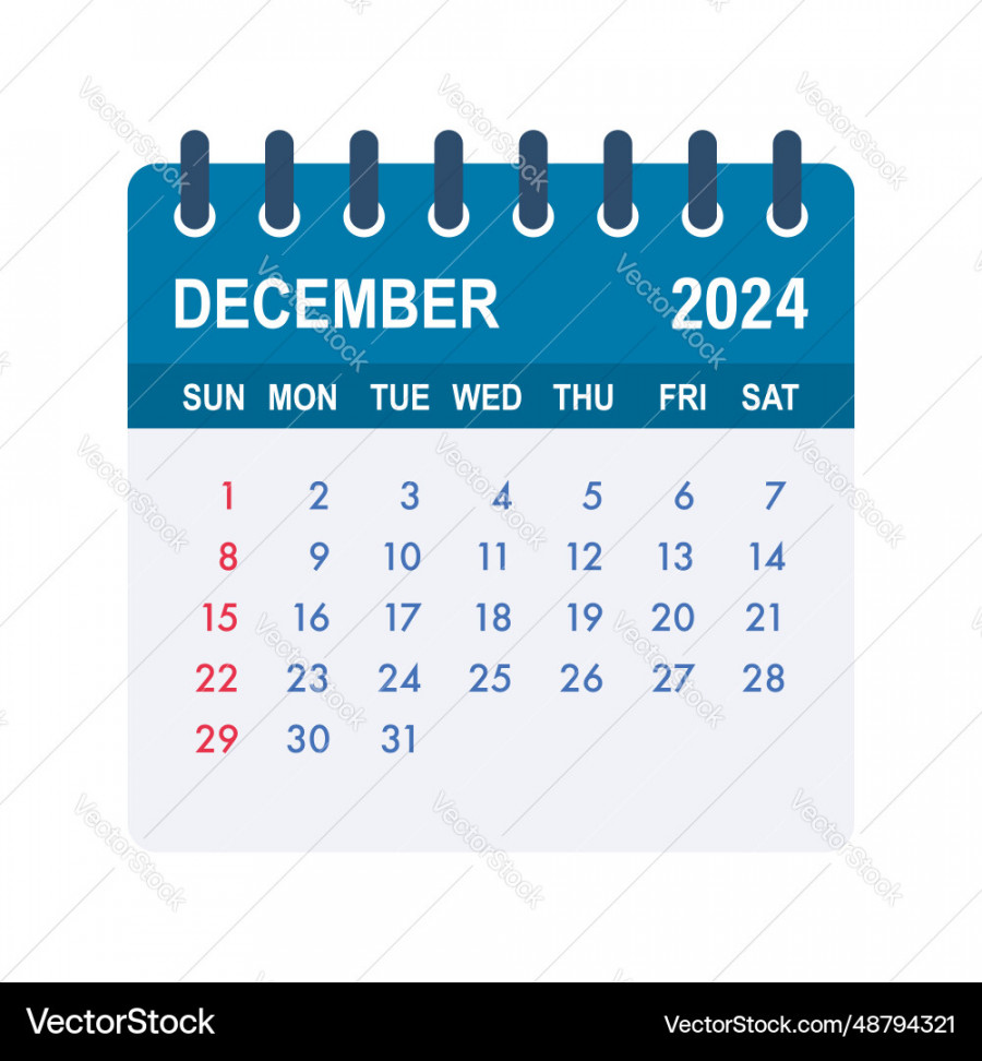 December  calendar leaf in flat Royalty Free Vector