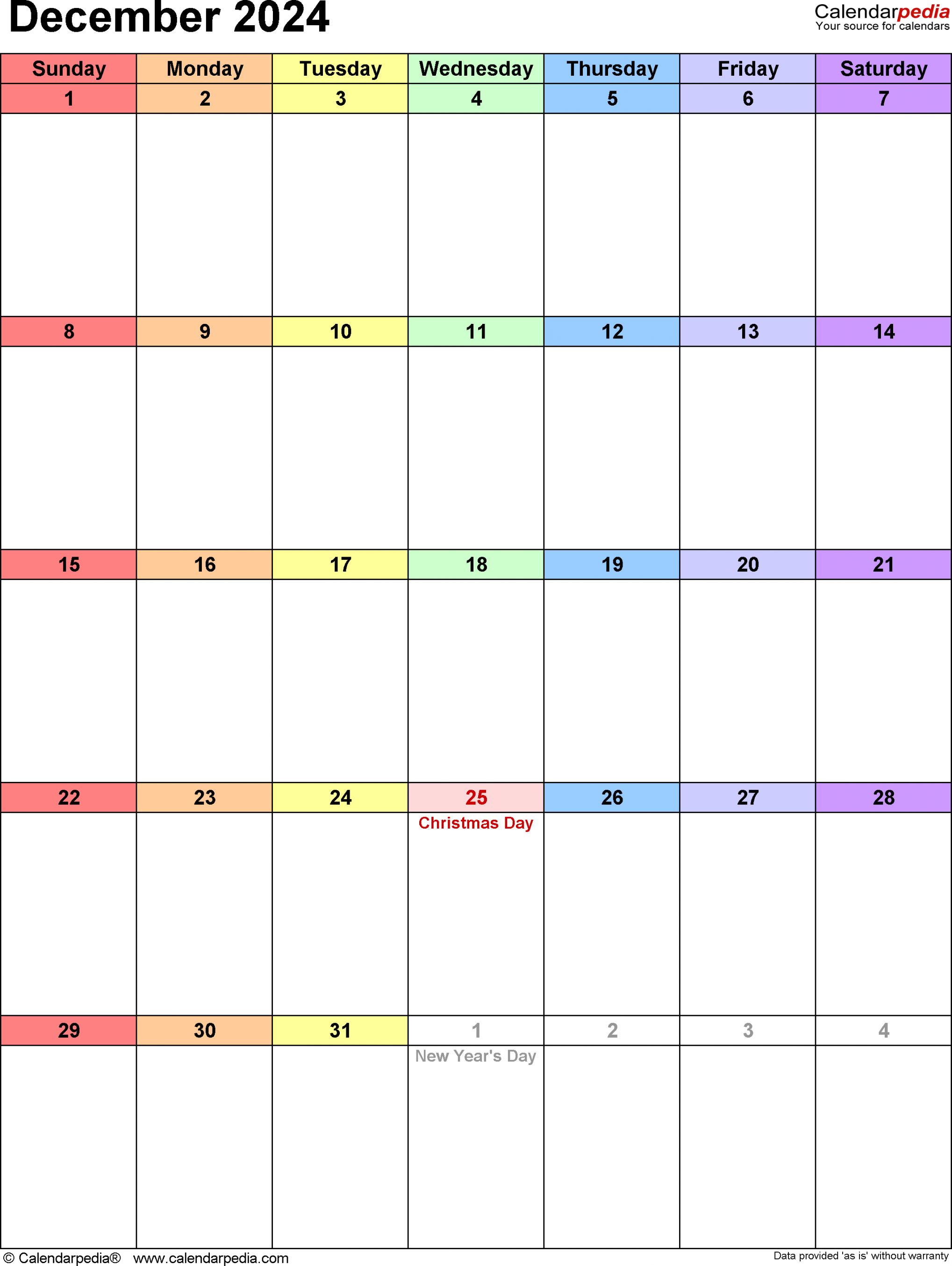 December  Calendar  Templates for Word, Excel and PDF