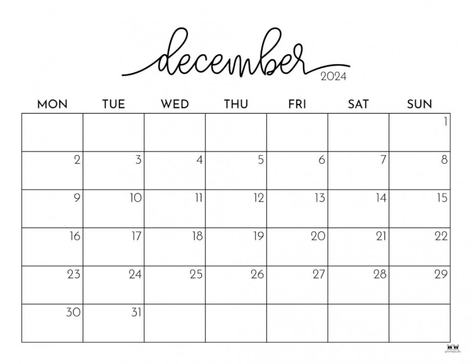 December  Calendars -  FREE Printables  Printabulls