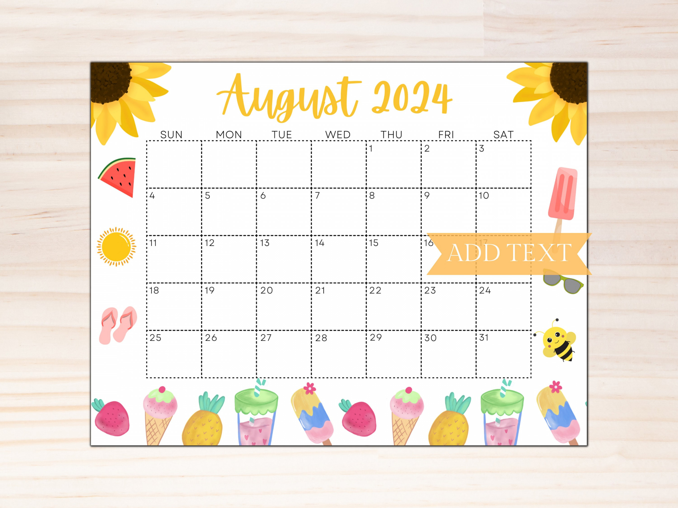 EDITABLE August  Calendar, Printable Calendar , School