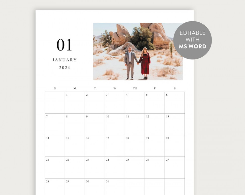 Editable Calendar,  Printable Wall Calendar,  Family Photo  Calendar,  Monthly Calendar, Family, Wedding, Engagement, Baby - Etsy