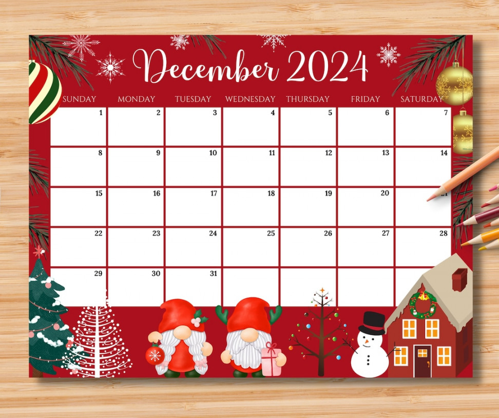 EDITABLE December  Calendar, Colorful Christmas With Cute Gnomes,  Printable Fillable Classroom Calendar, Kids School Home Work Schedule - Etsy