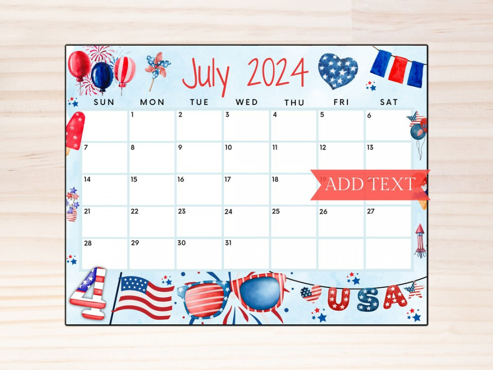 EDITABLE July  Summer Calendar, Printable Classroom Calendar, Fourth of  July Calendar, Monthly Calendar, July Planner, Summer - Etsy