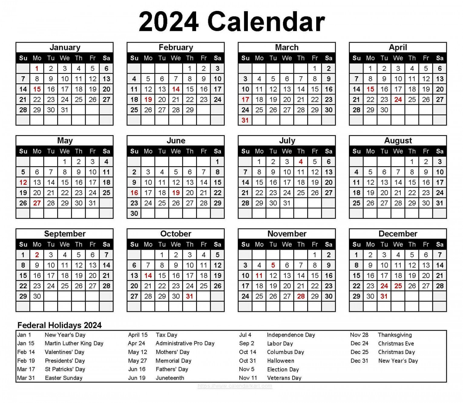 Excel Calendar Template  - CalendarKart
