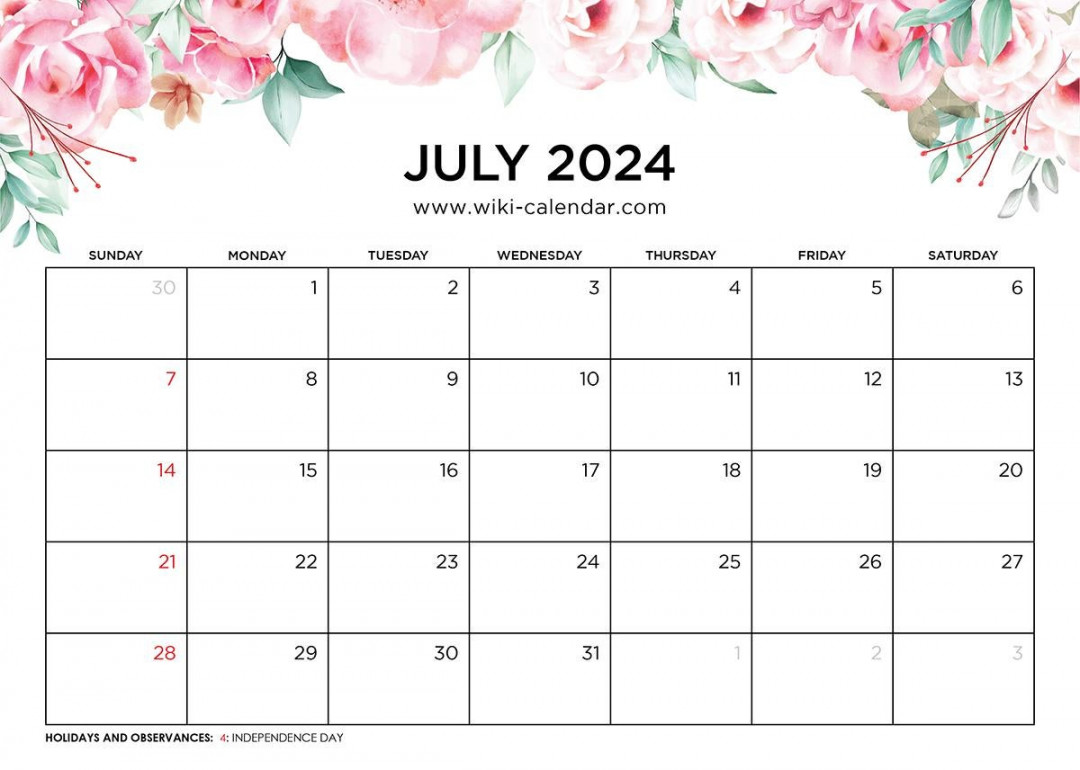 Floral Calendar for July  - Wiki Calendar by Wiki Calendar - Issuu