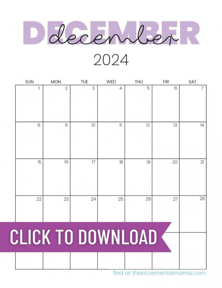 Free  Monthly Calendar Printable Templates - The Incremental Mama