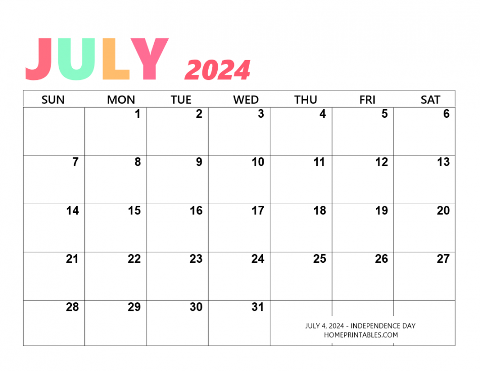 Free Printable July  Calendar Templates for Instant Download!