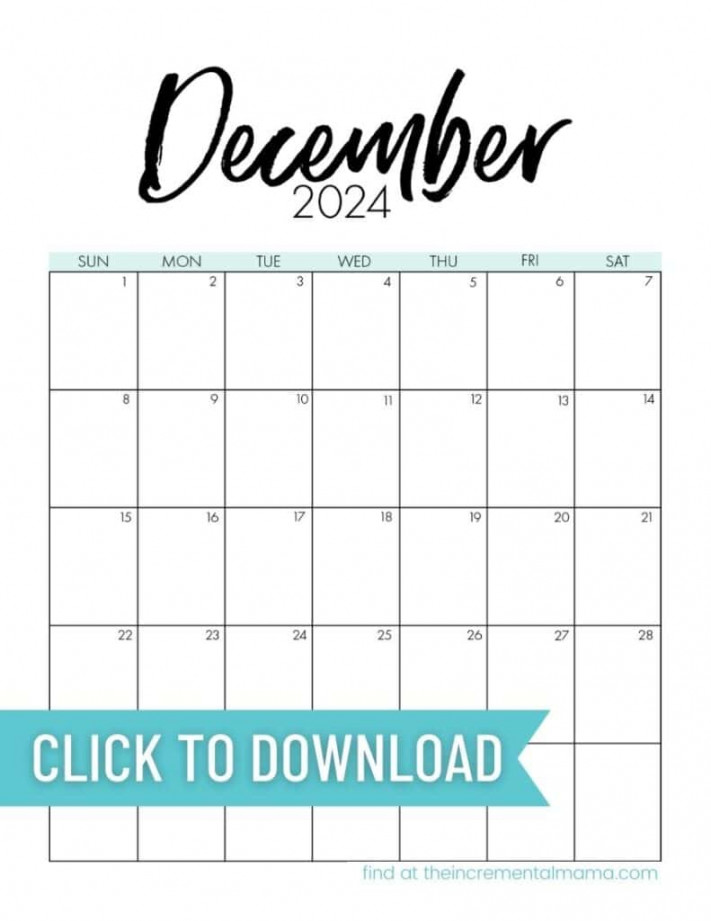 Free Printable Monthly Calendar  - January to December - The