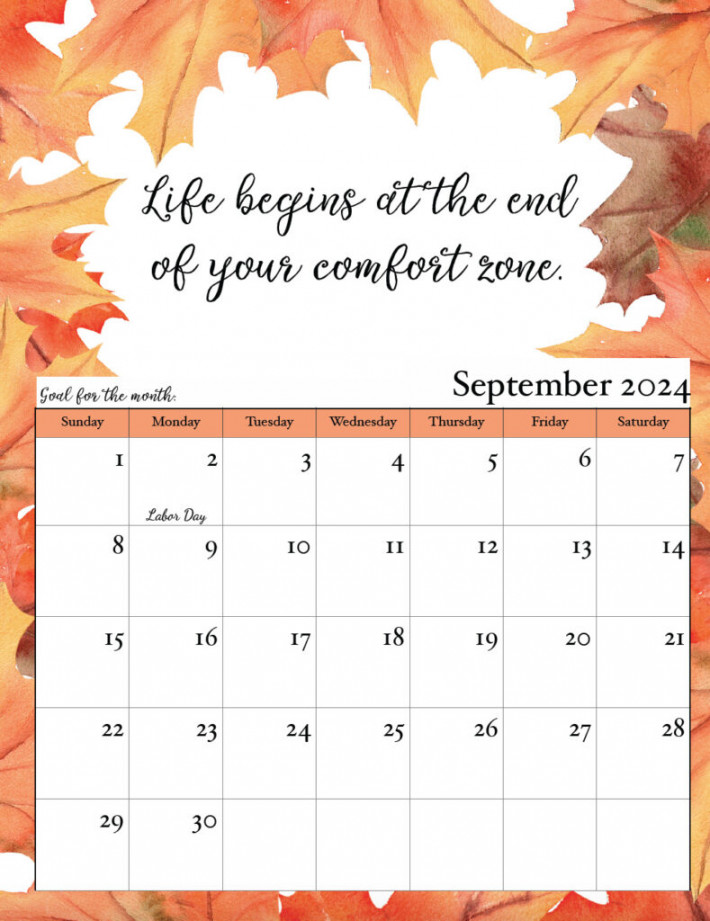 Free Printable  Monthly Motivational Calendars