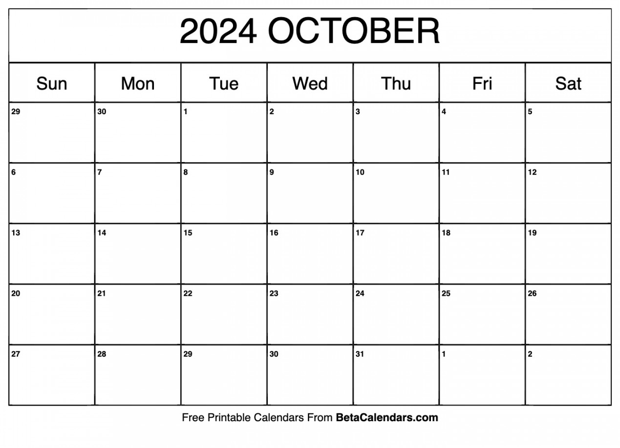 Free Printable October  Calendar