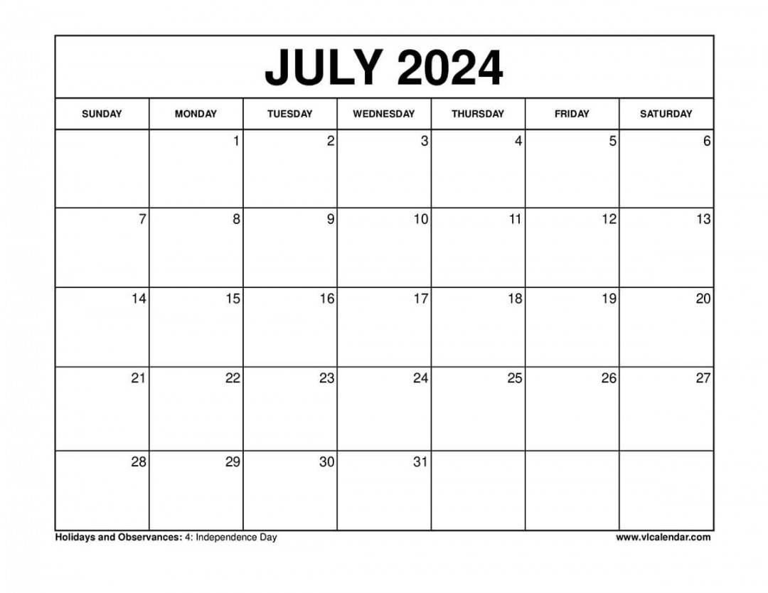 July  Calendar Printable Templates with Holidays