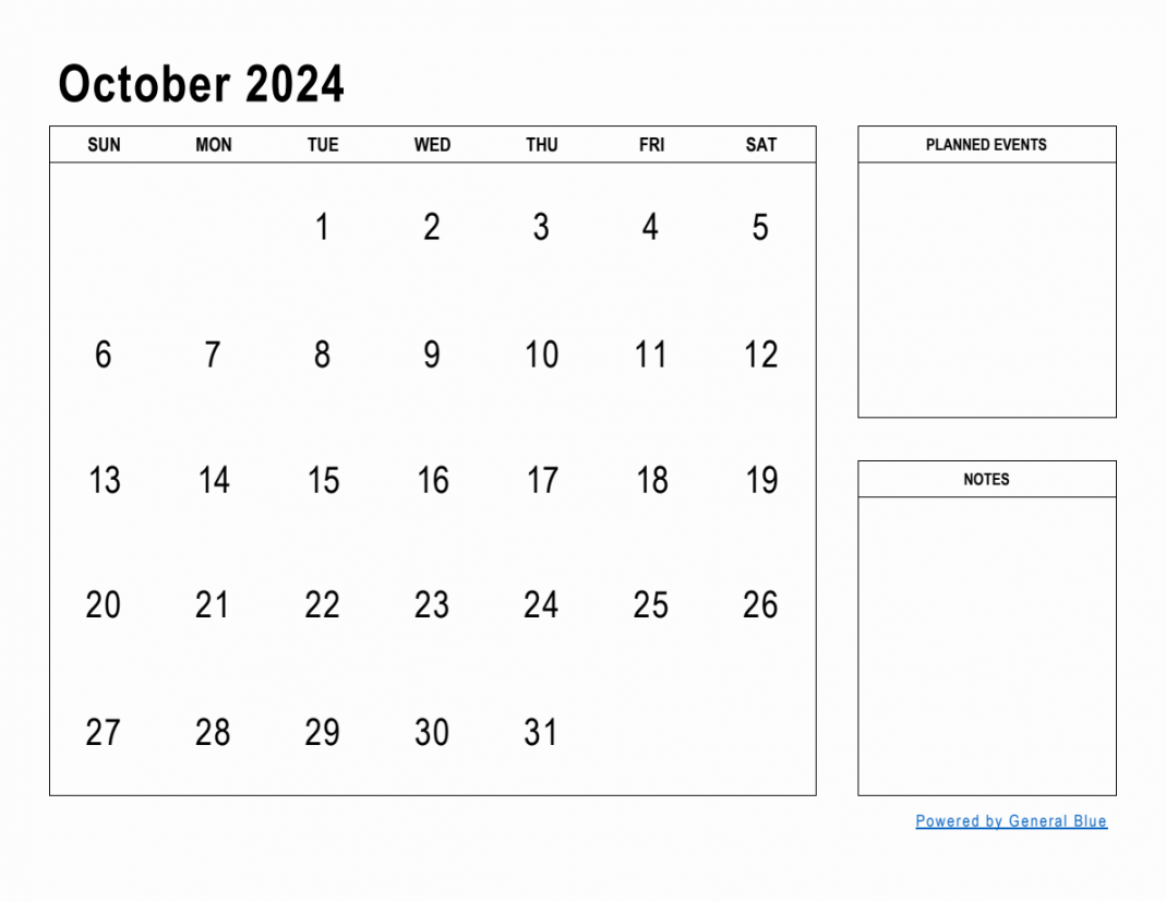 October  Monthly Planner - Calendars