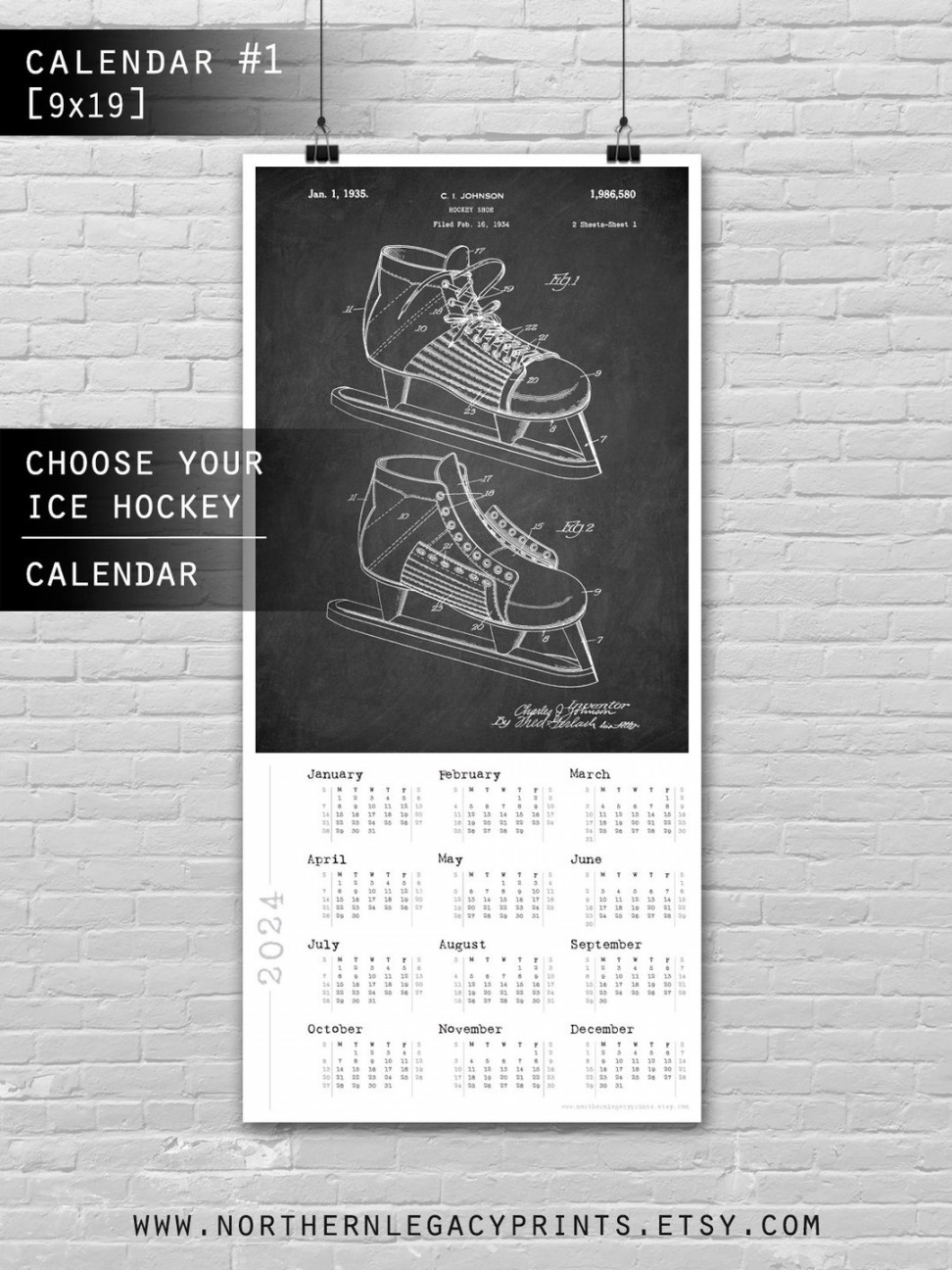 One Page CALENDAR, Vintage Ice Hockey Patent Calendar Print, Sport  Hockey Patent Art Print,  Calendar Wall Art Poster, Cool Gift - Etsy
