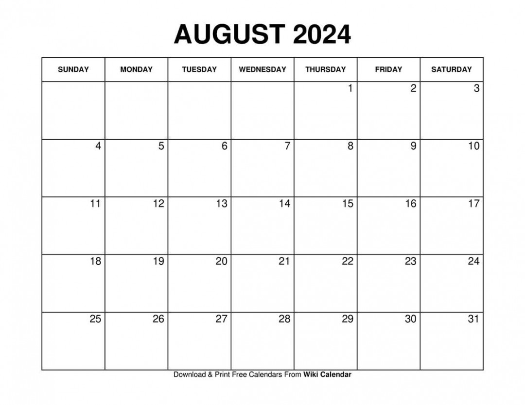 Printable August  Calendar Templates With Holidays