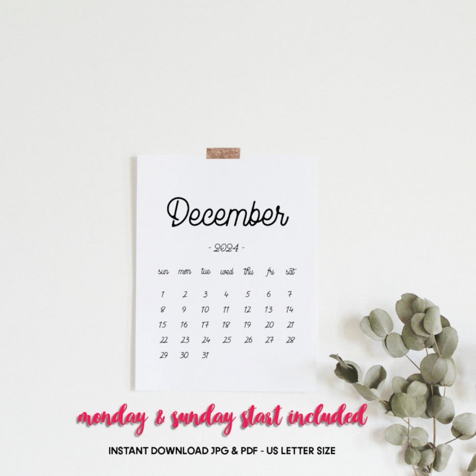 Printable Calendar December , December Calendar, December  Baby Due  Date Calendar, Pregnancy Calendar - Etsy