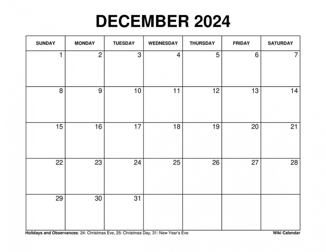 Printable December  Calendar Templates With Holidays