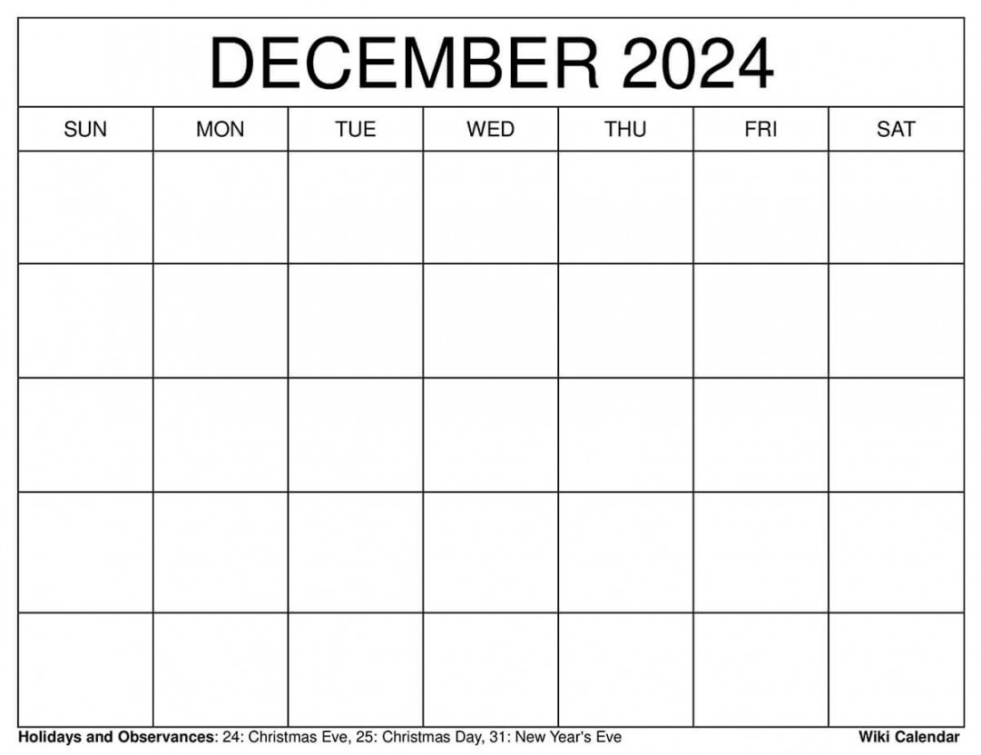 Printable December  Calendar Templates With Holidays