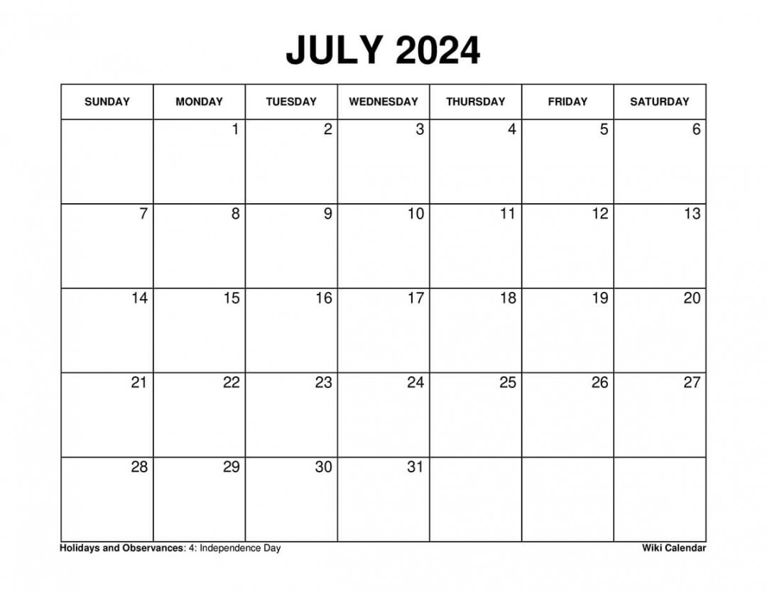 Printable July  Calendar Templates With Holidays