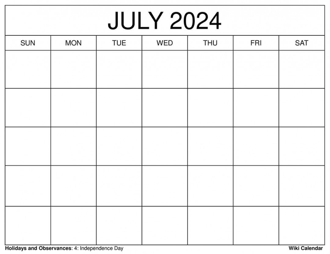 Printable July  Calendar Templates With Holidays