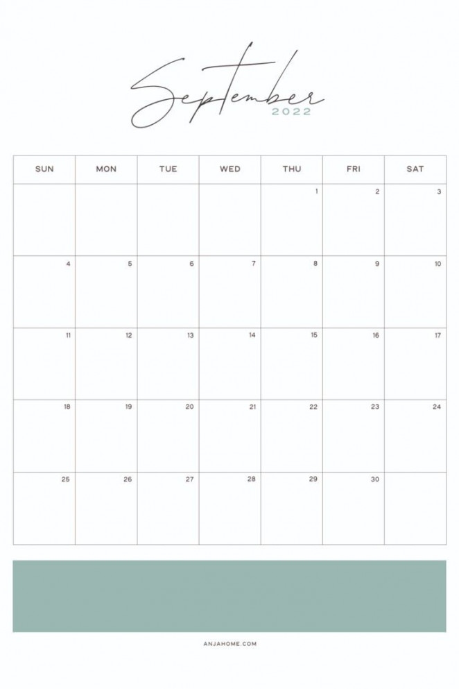 Printable September Calendar ( Free Download) - AnjaHome