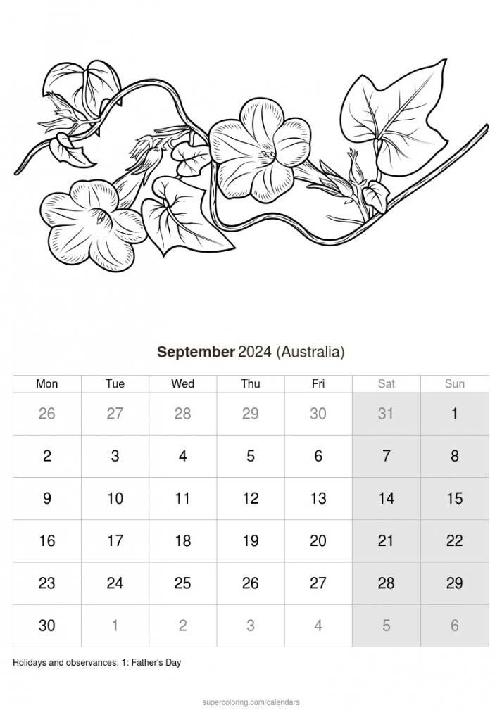 September  calendar - Australia