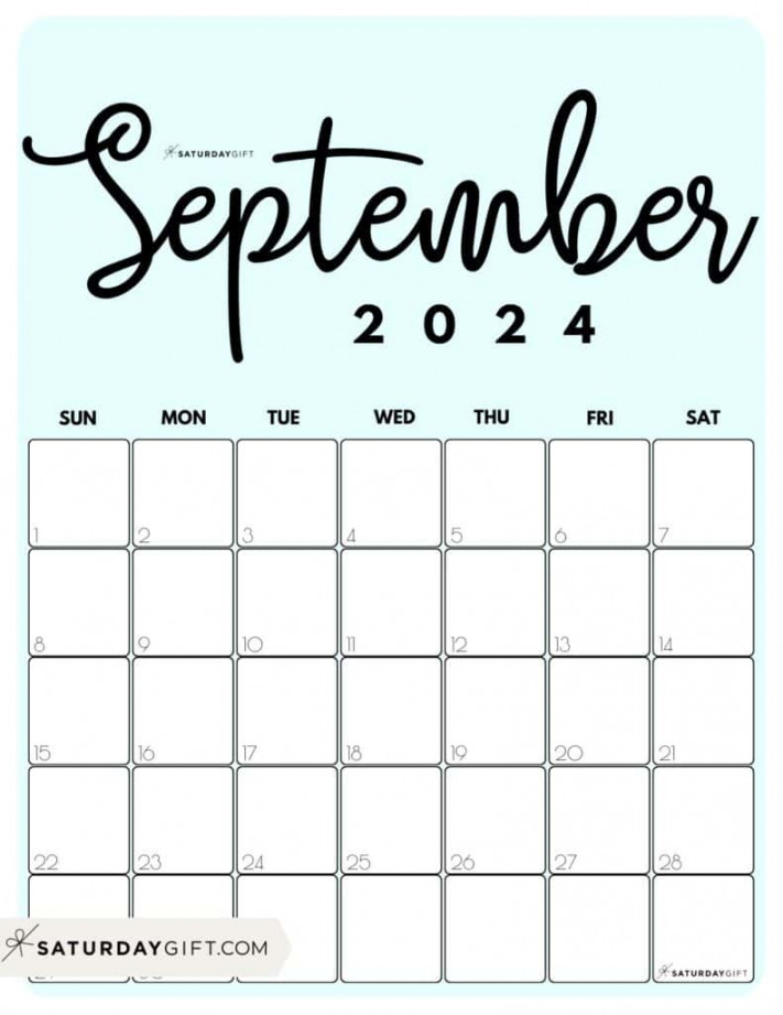 September  Calendar -  Cute & FREE Printables  SaturdayGift