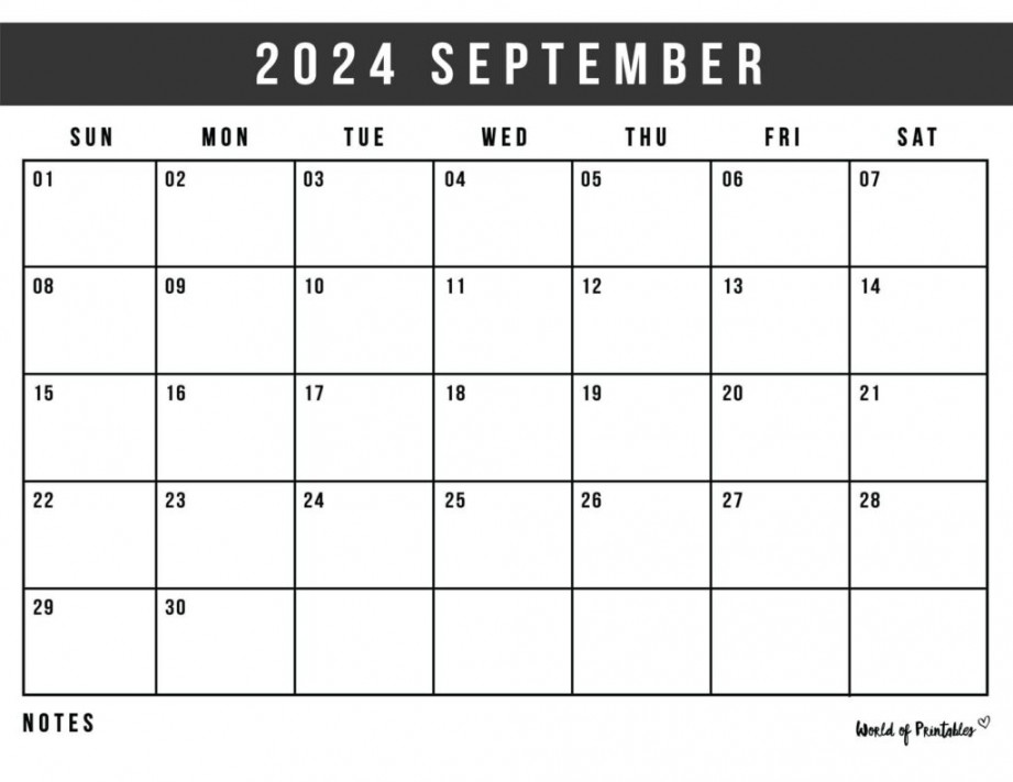 September  Calendars  + Styles - World of Printables