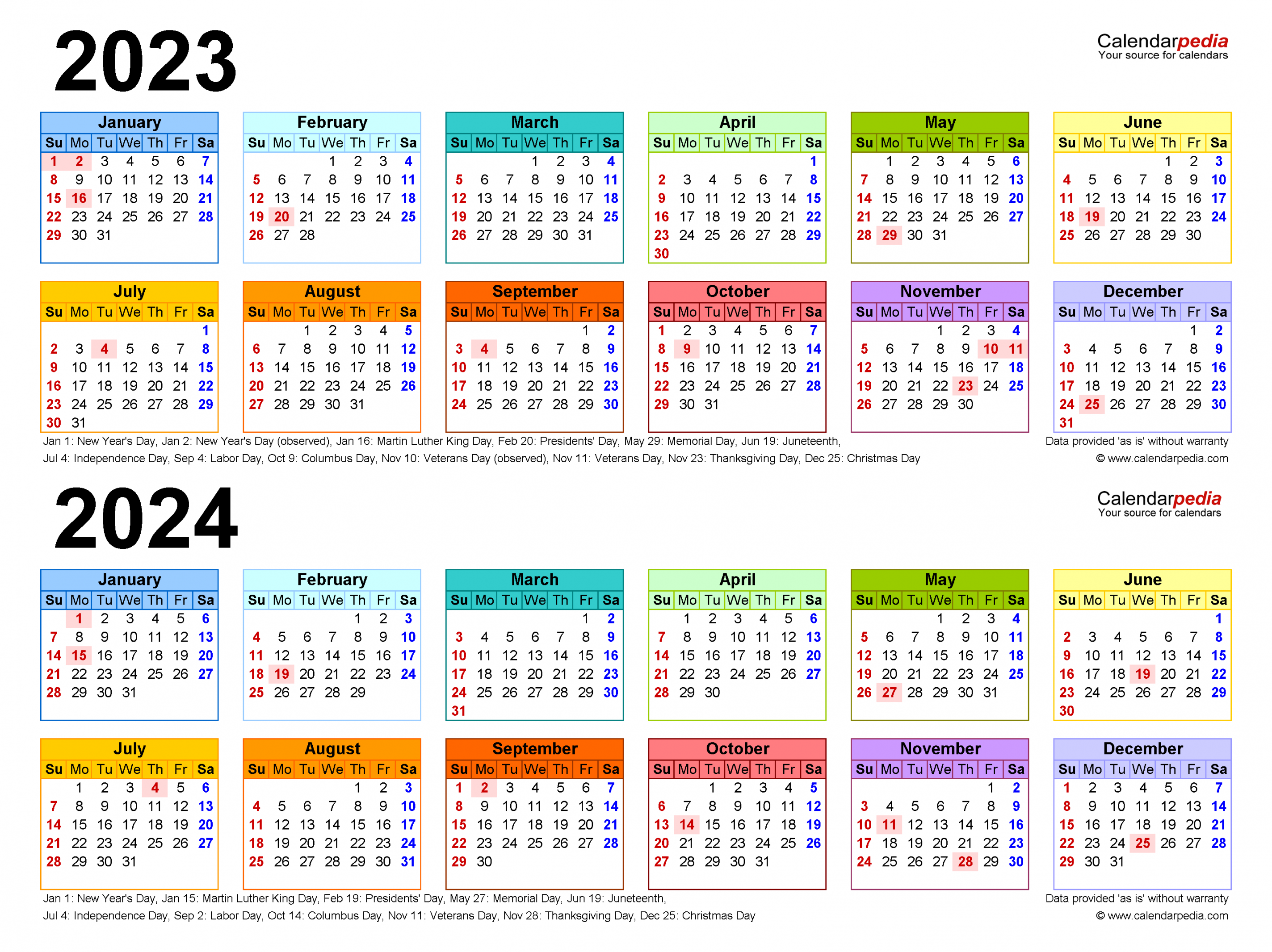 - Two Year Calendar - Free Printable Excel Templates