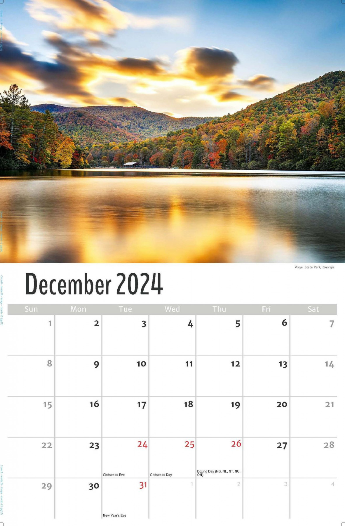 Wall Calendar  Southeast US States Scenic