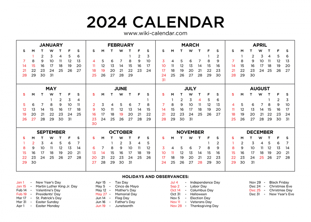 Year calendar printable with holidays wiki calendar