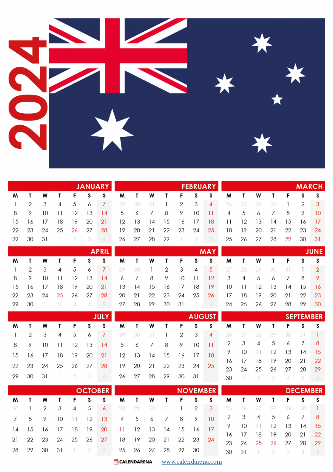 Calendar  Australia with holidays and festivals  by