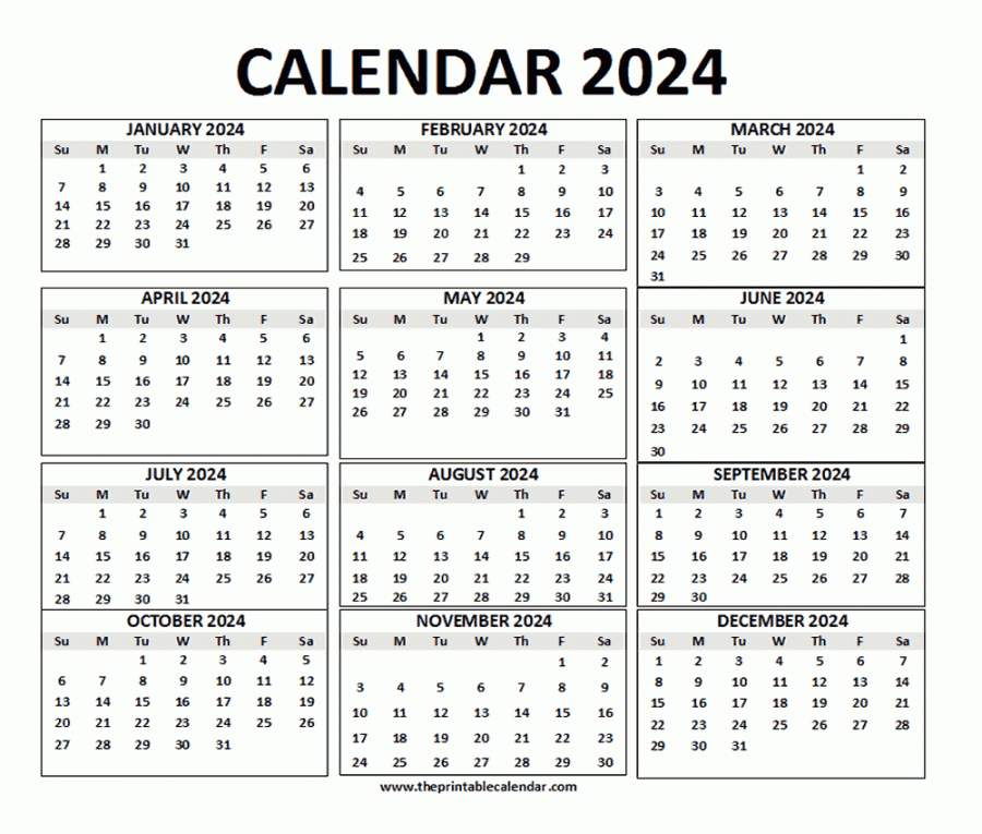 Calendar printable-  months calendar on one page