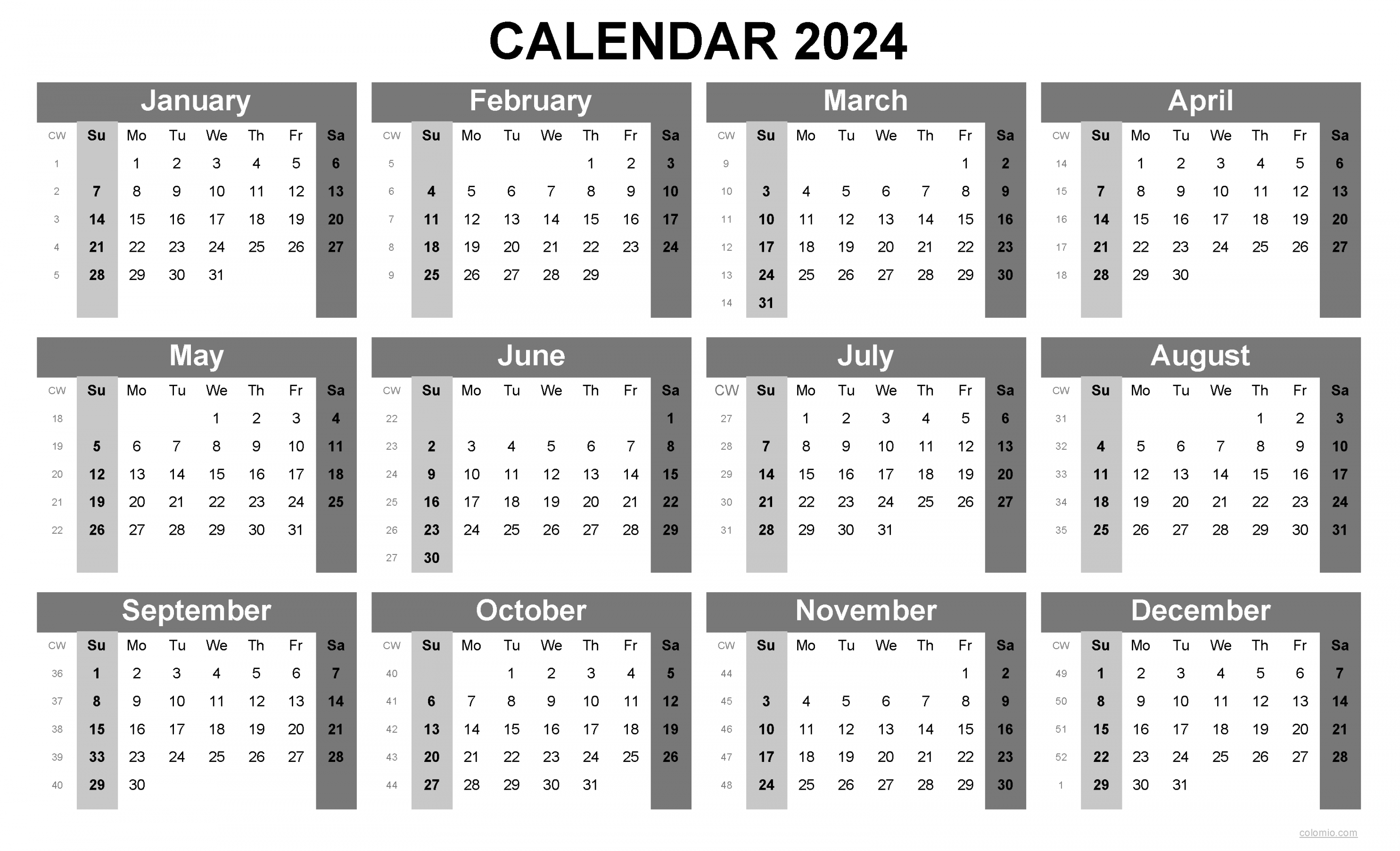 Calendar Printable, ✓ PDF, Excel and Image file - free
