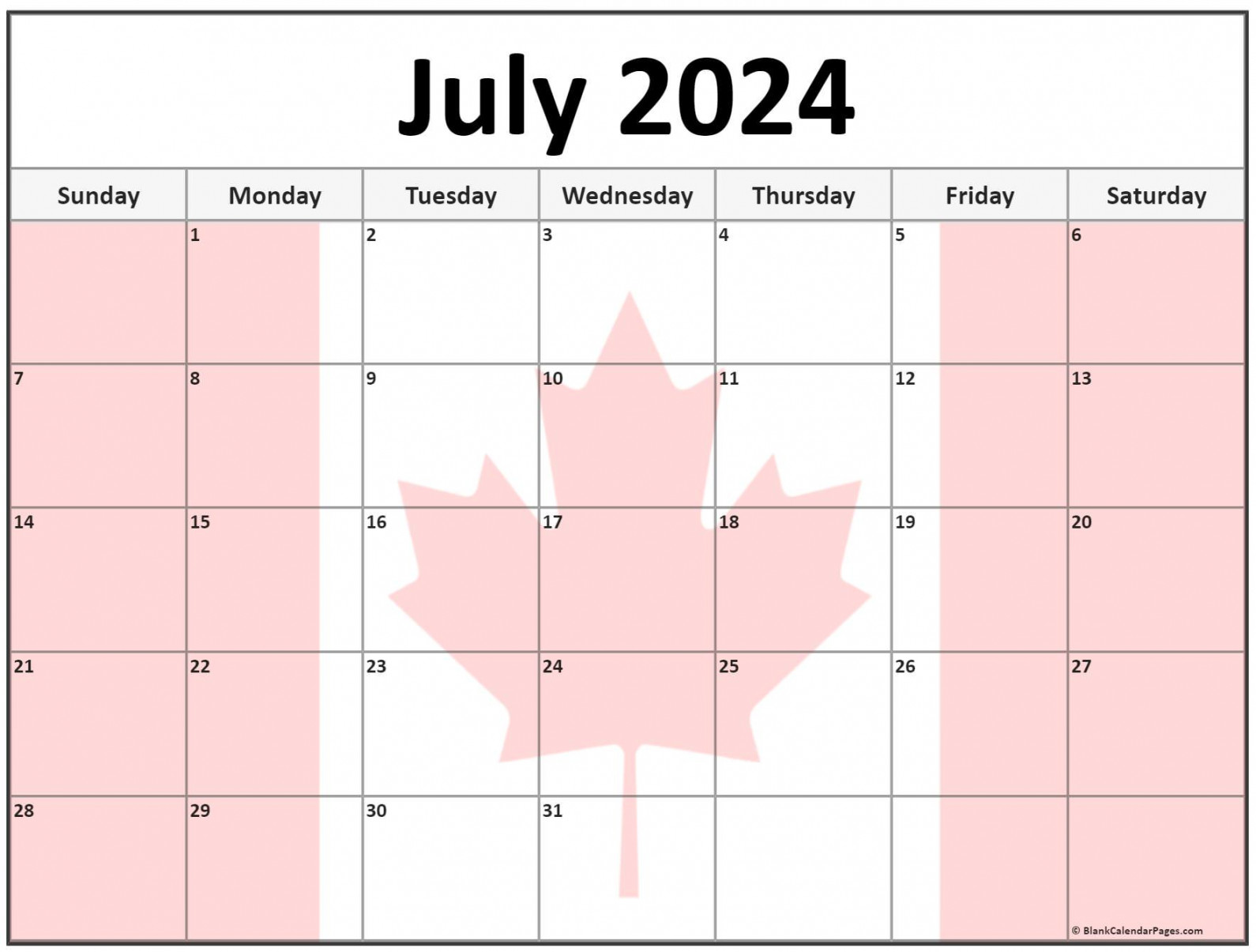 Collection of july photo calendars with image filters.