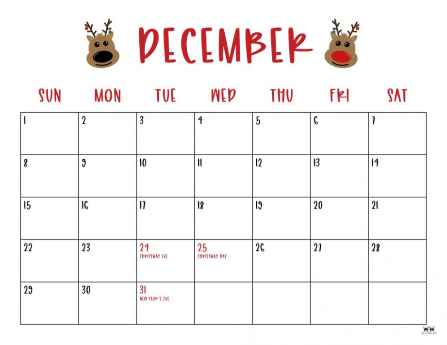 December calendars free printables printabulls