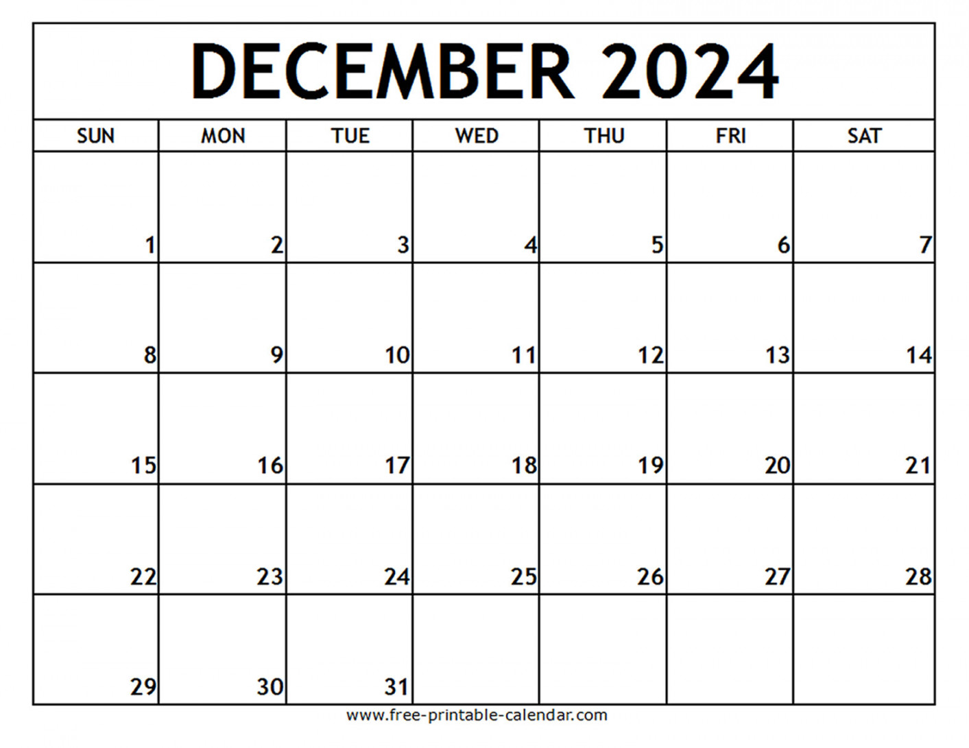 December printable calendar free printable calendar