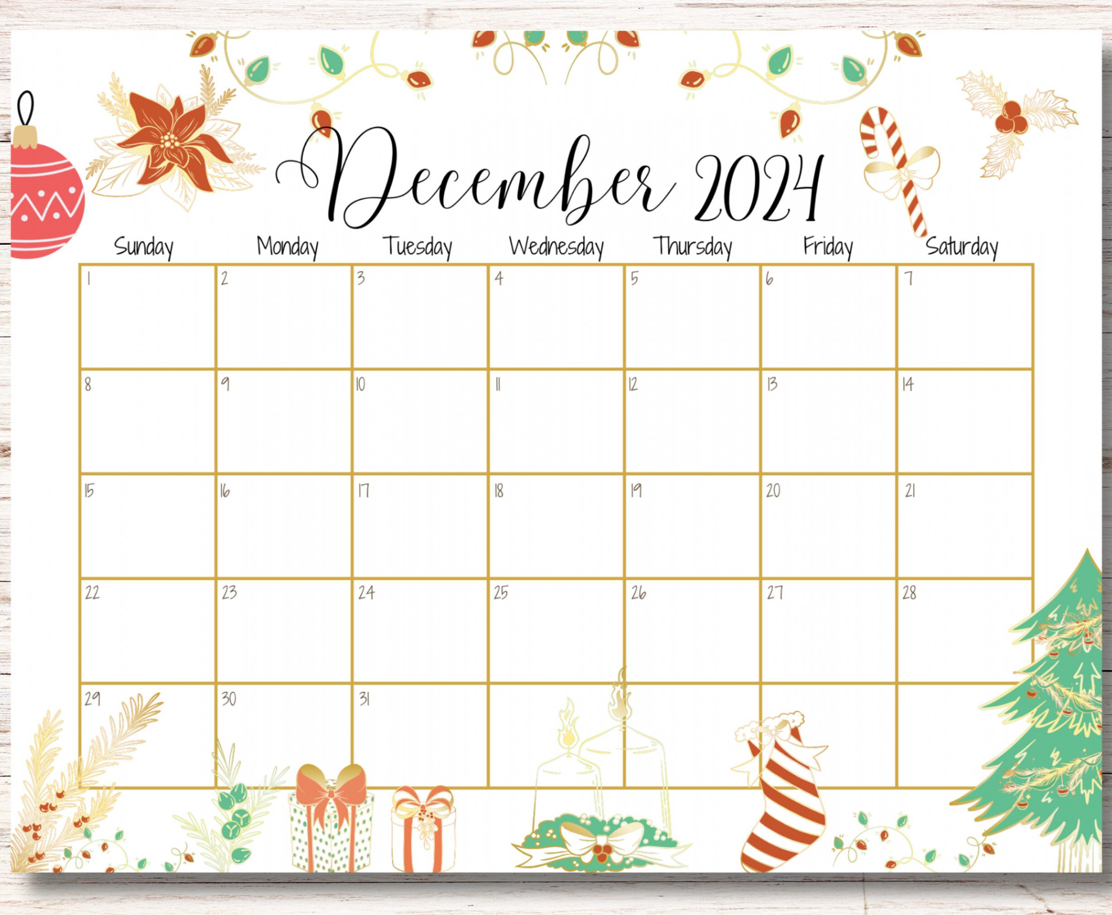 EDITABLE December  Calendar, Christmas Planner, Happy