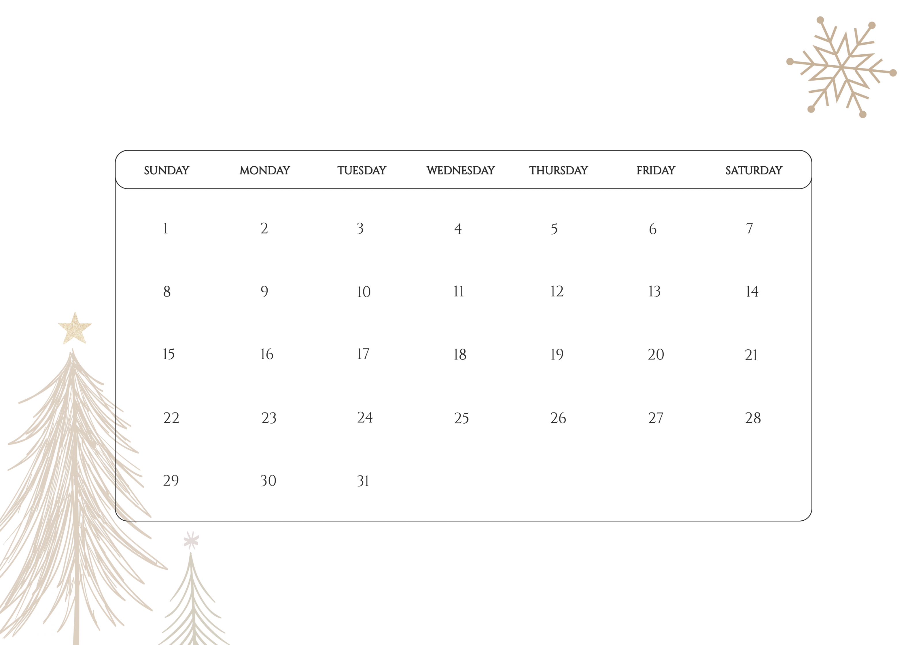 Editable December  Calendar Template - Edit Online & Download