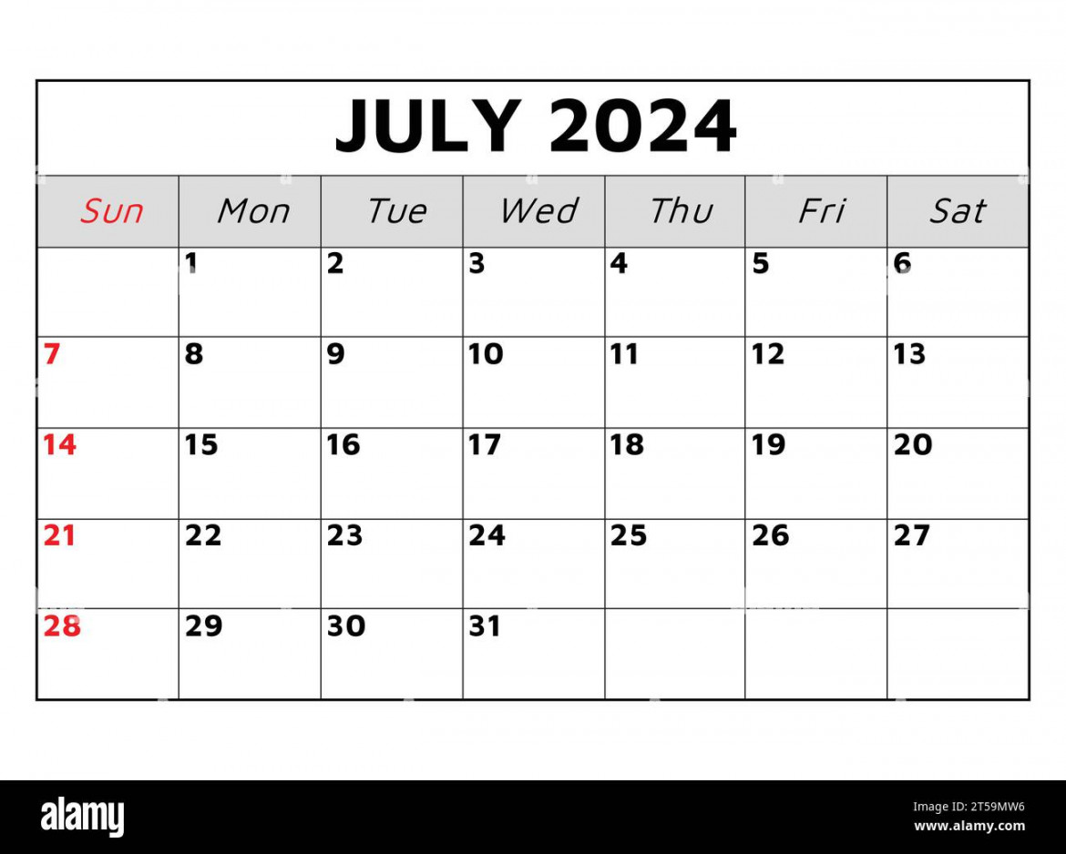 July  calendar. Vector illustration