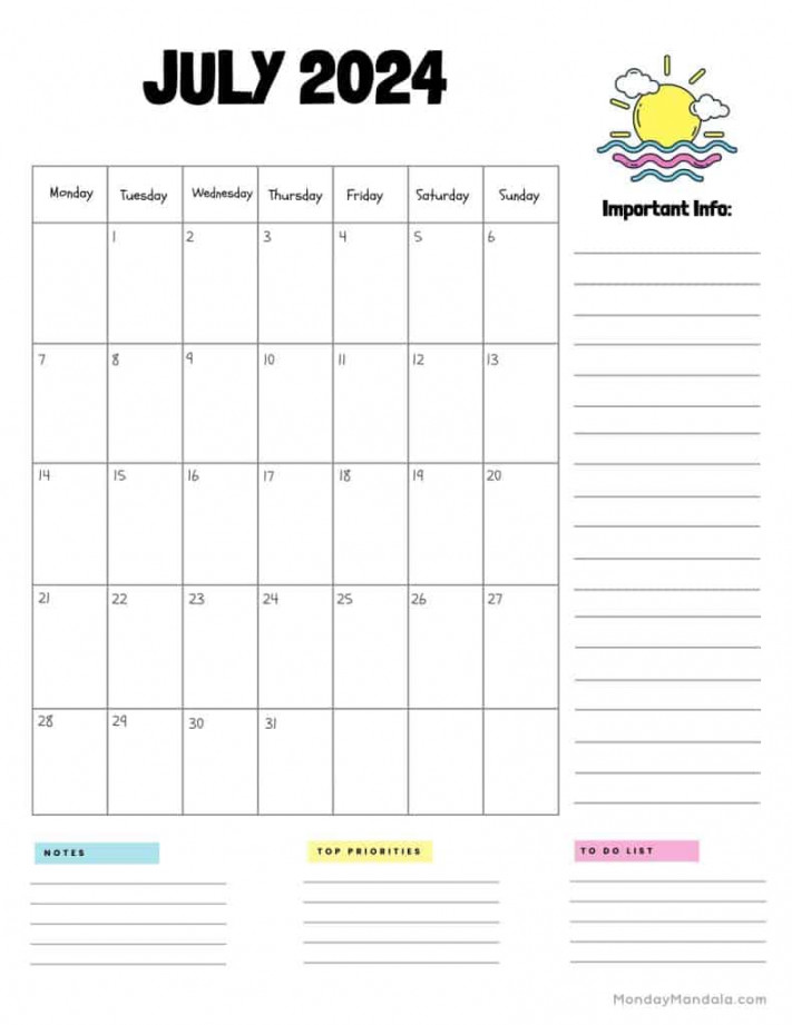 July  Calendars ( Free PDF Printables)