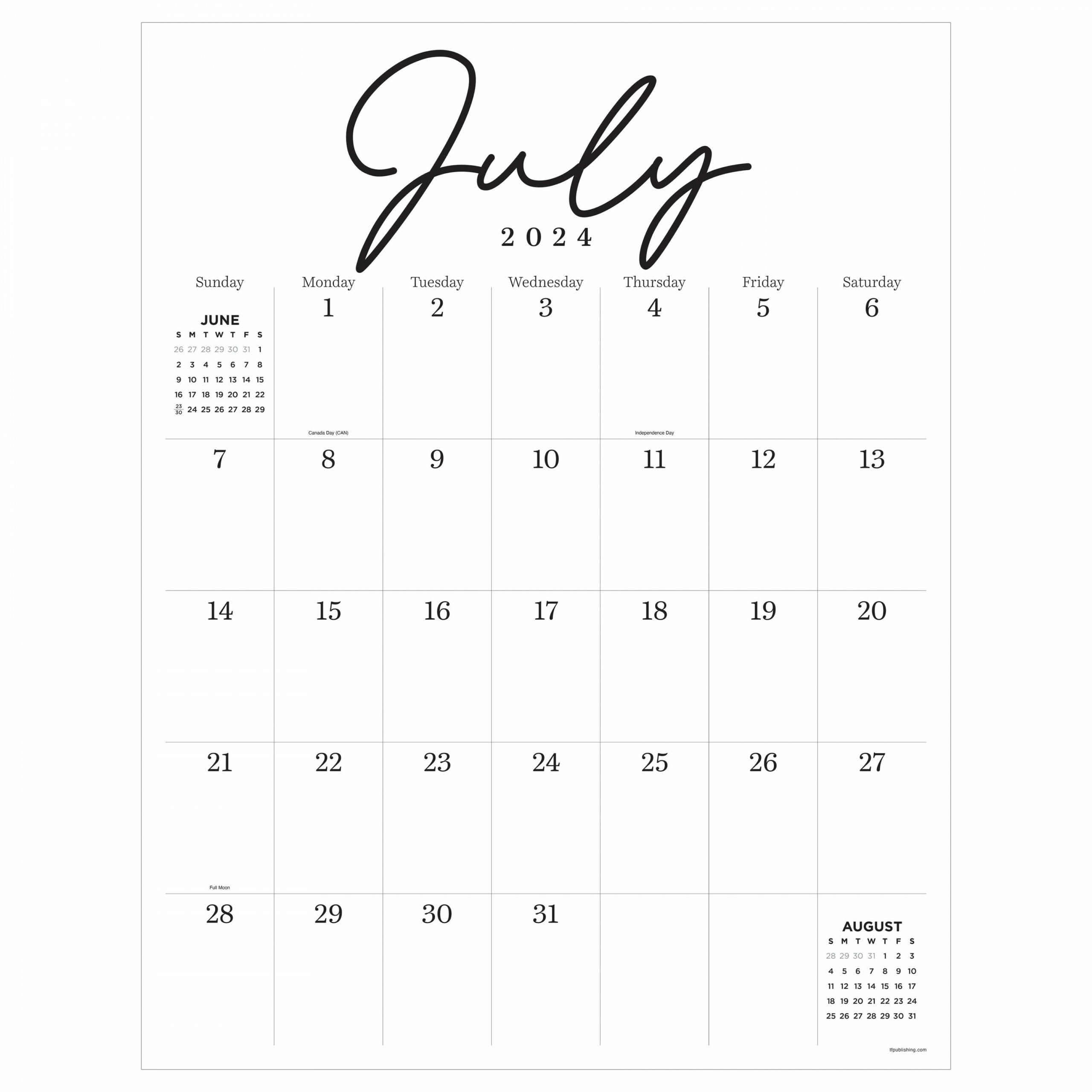 July  - June  Large Art Poster - Deluxe Wall Academic Calendar