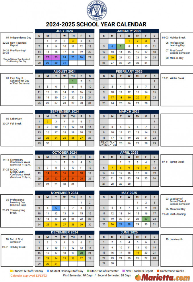Marietta City School Calendar -  Marietta
