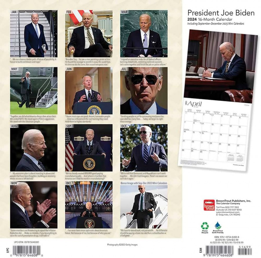 President Joe Biden    x  Inch Monthly Square Wall Calendar   BrownTrout  Democratic Party POTUS Politician