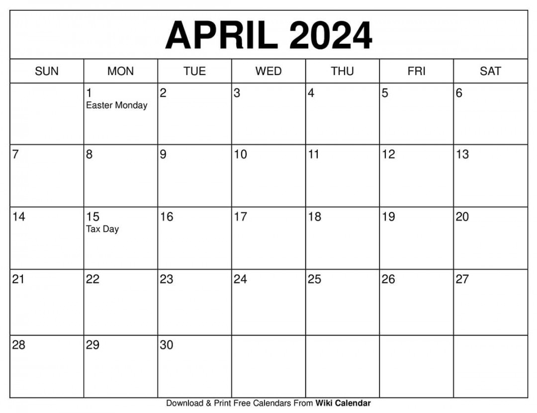 Printable April  Calendar Templates With Holidays