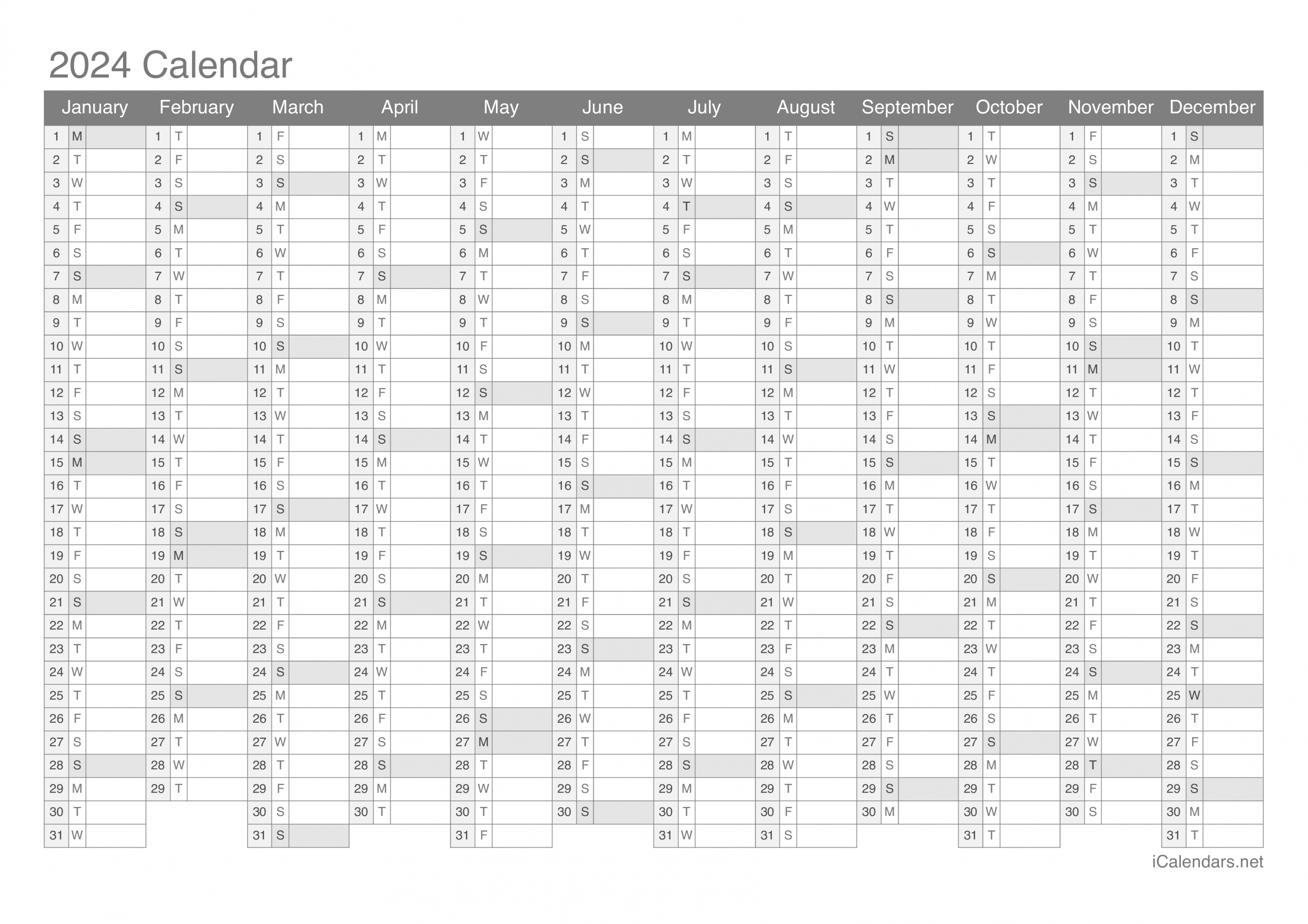 Printable Calendar - PDF or Excel