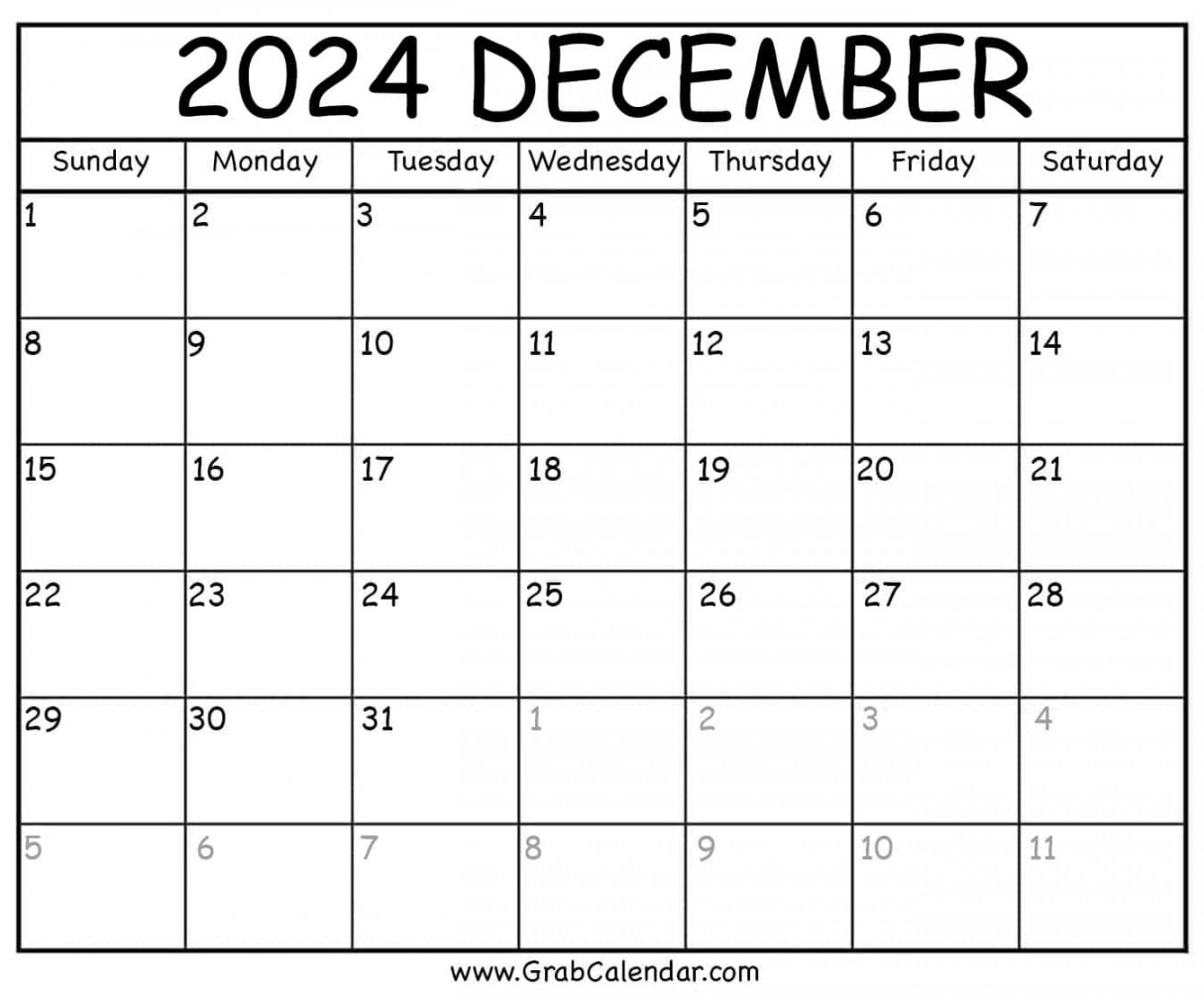 Printable december calendar