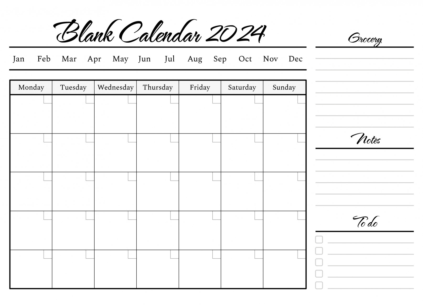 Blank Calendar Template  Free Google Docs Template - gdoc