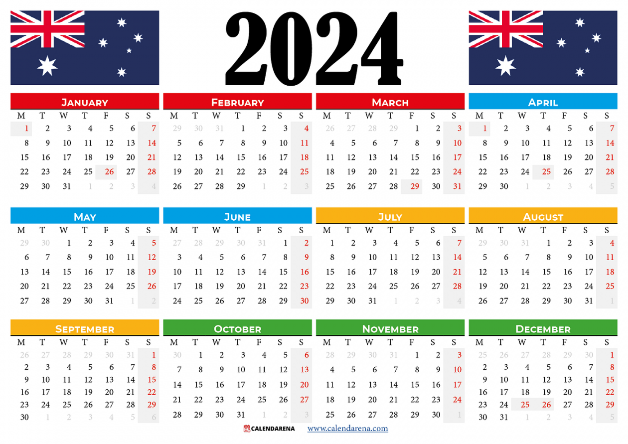 Calendar australia with holidays and festivals by